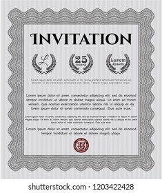 Grey Retro vintage invitation. With background. Modern design. Detailed. 