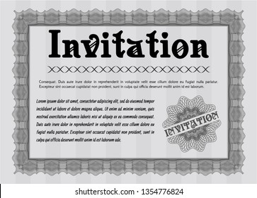 Grey Retro vintage invitation. With background. Elegant design. Vector illustration. 