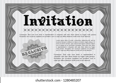 Grey Retro vintage invitation. Beauty design. Vector illustration. Printer friendly. 