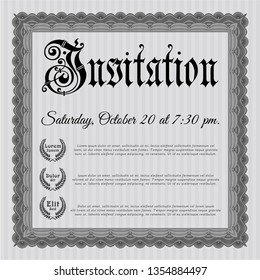 Grey Retro vintage invitation. Beauty design. Easy to print. Vector illustration. 