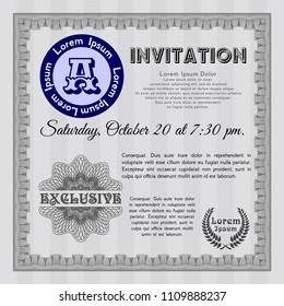 Grey Retro vintage invitation. Complex background. Money style design. Vector illustration. 
