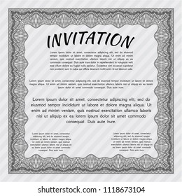 Grey Retro vintage invitation. With complex background. Detailed. Money Pattern. 