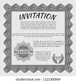 Grey Retro vintage invitation. With complex background. Retro design. Vector illustration. 