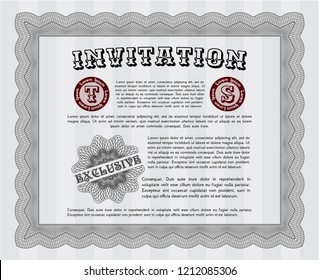 Grey Retro vintage invitation. With complex linear background. Lovely design. Customizable, Easy to edit and change colors. 