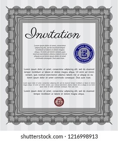 Grey Retro vintage invitation. With complex background. Money style design. Detailed. 