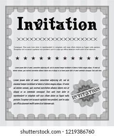 Grey Retro vintage invitation. With complex background. Customizable, Easy to edit and change colors. Modern design. 