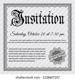 Grey Retro vintage invitation. With complex background. Elegant design. Customizable, Easy to edit and change colors. 