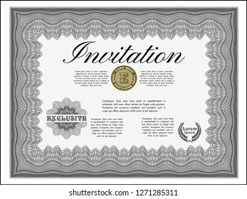 Grey Retro vintage invitation. Complex background. Vector illustration. Modern design. 
