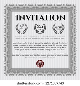 Grey Retro vintage invitation. With complex linear background. Money design. Customizable, Easy to edit and change colors. 