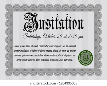 Grey Retro vintage invitation. With complex linear background. Customizable, Easy to edit and change colors. Excellent design. 