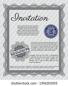 Grey Retro vintage invitation. Complex background. Money style design. Customizable, Easy to edit and change colors. 