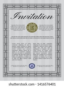 Grey Retro vintage invitation. Cordial design. Easy to print. Detailed. 