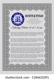 Grey Retro vintage invitation. Customizable, Easy to edit and change colors. With quality background. Money Pattern design. 