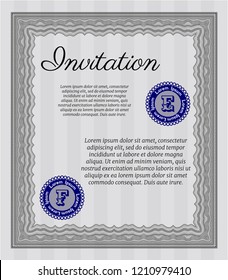 Grey Retro vintage invitation. Customizable, Easy to edit and change colors. With guilloche pattern. Elegant design. 