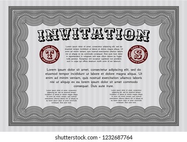 Grey Retro vintage invitation. Customizable, Easy to edit and change colors. With linear background. Lovely design. 