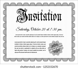 Grey Retro vintage invitation. Customizable, Easy to edit and change colors. Printer friendly. Money style design. 
