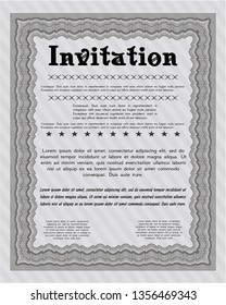 Grey Retro vintage invitation. Customizable, Easy to edit and change colors. With great quality guilloche pattern. Money Pattern design. 
