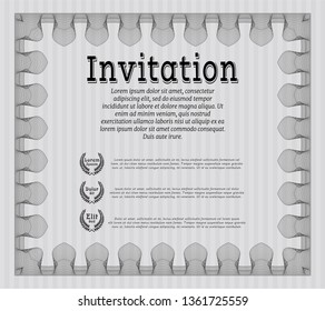 Grey Retro vintage invitation. Customizable, Easy to edit and change colors. With great quality guilloche pattern. Good design. 