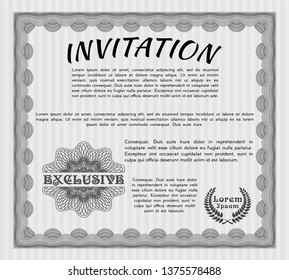 Grey Retro vintage invitation. Customizable, Easy to edit and change colors. With linear background. Perfect design. 