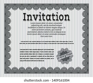 Grey Retro vintage invitation. Customizable, Easy to edit and change colors. With great quality guilloche pattern. Modern design. 
