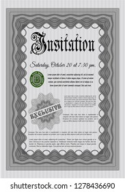 Grey Retro vintage invitation. Retro design. With background. Customizable, Easy to edit and change colors. 
