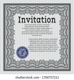 Grey Retro vintage invitation. Retro design. With complex background. Detailed. 