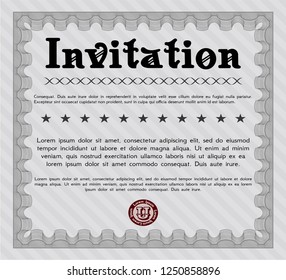 Grey Retro vintage invitation. Detailed. With guilloche pattern and background. Money Pattern design. 