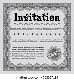 Grey Retro vintage invitation. Detailed. With complex linear background. Excellent design. 