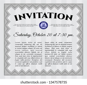 Grey Retro vintage invitation. Easy to print. Artistry design. Vector illustration. 