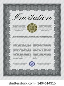 Grey Retro vintage invitation. Easy to print. Good design. Customizable, Easy to edit and change colors. 