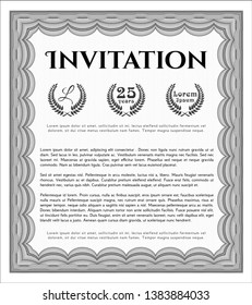 Grey Retro vintage invitation. Elegant design. With background. Vector illustration. 