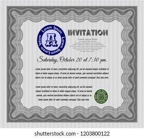 Grey Retro vintage invitation. Excellent design. With complex linear background. Vector illustration. 
