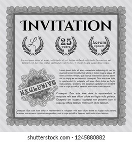 Grey Retro vintage invitation. Excellent design. Customizable, Easy to edit and change colors. With complex background. 