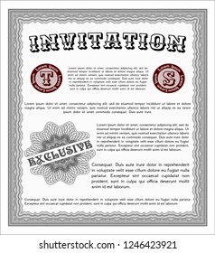 Grey Retro vintage invitation. Excellent design. With great quality guilloche pattern. Vector illustration. 