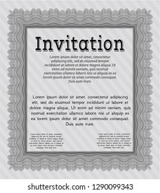 Grey Retro vintage invitation. Excellent design. With guilloche pattern and background. Customizable, Easy to edit and change colors. 