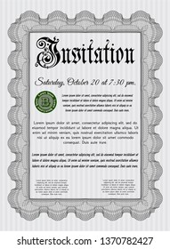 Grey Retro vintage invitation. Excellent design. Detailed. With great quality guilloche pattern. 