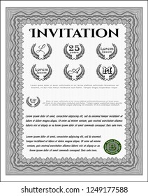 Grey Retro vintage invitation. Good design. Printer friendly. Vector illustration. 