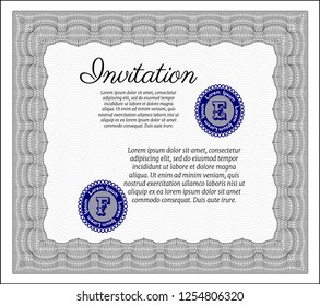 Grey Retro vintage invitation. With great quality guilloche pattern. Customizable, Easy to edit and change colors. Elegant design. 
