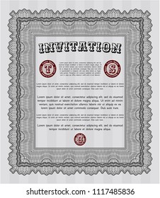 Grey Retro vintage invitation. With guilloche pattern. Customizable, Easy to edit and change colors. Nice design. 