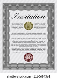 Grey Retro vintage invitation. With guilloche pattern. Detailed. Money design. 