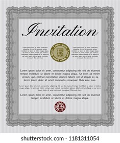 Grey Retro vintage invitation. With guilloche pattern and background. Money Pattern. Customizable, Easy to edit and change colors. 