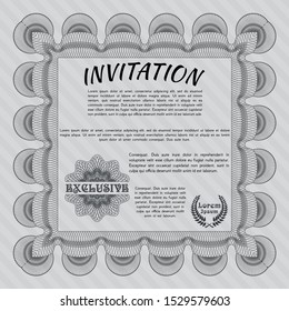 Grey Retro vintage invitation. With guilloche pattern. Vector illustration. Perfect design. 