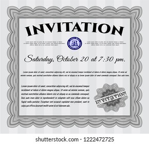 Grey Retro vintage invitation. Lovely design. Customizable, Easy to edit and change colors. With great quality guilloche pattern. 