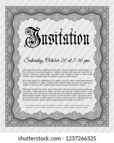 Grey Retro vintage invitation. Modern design. With great quality guilloche pattern. Customizable, Easy to edit and change colors. 