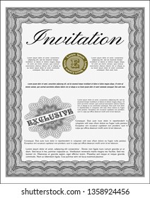 Grey Retro vintage invitation. Money Pattern design. With great quality guilloche pattern. Vector illustration. 