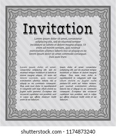 Grey Retro vintage invitation. Nice design. With great quality guilloche pattern. Vector illustration. 