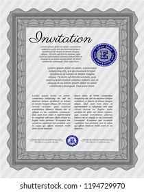 Grey Retro vintage invitation. Nice design. Detailed. Printer friendly. 