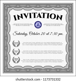 Grey Retro vintage invitation. Perfect design. Detailed. With quality background. 