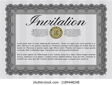 Grey Retro vintage invitation. Perfect design. Vector illustration. With background. 