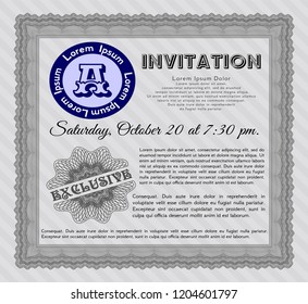 Grey Retro vintage invitation. Perfect design. With guilloche pattern. Customizable, Easy to edit and change colors. 